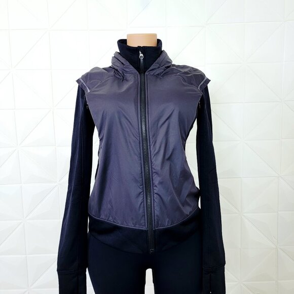Lululemon Women's Heathered Black Snug Sprinter Full-Zip Running Jacket Size 8 - Picture 2 of 9